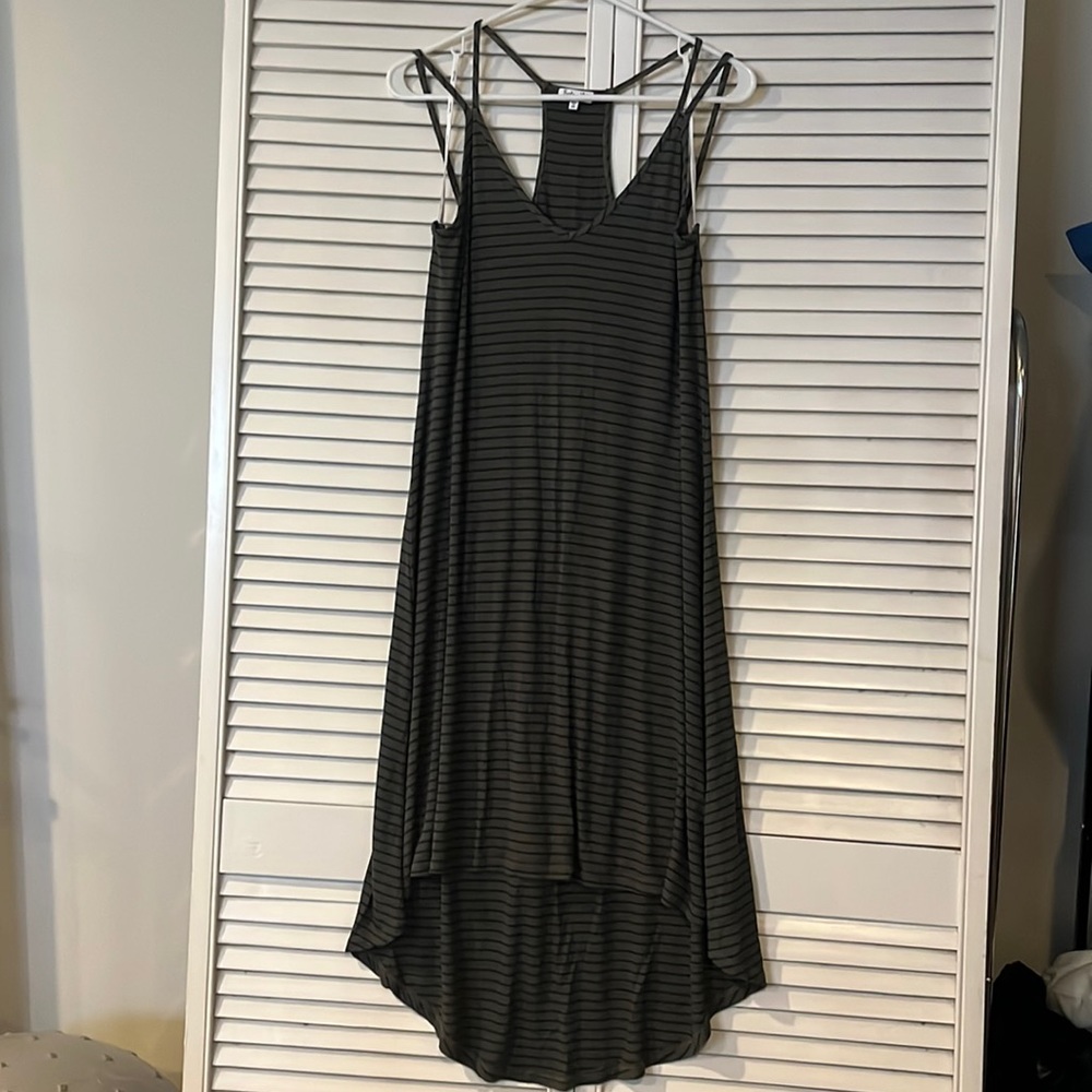 Splendid Navy & Hunter Green Striped Midi High-Low Dress size XL